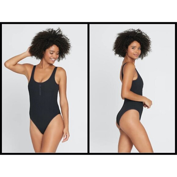 💕L*SPACE💕 Ribbed Float On One Piece Swimsuit Black 10 Large NWT - Picture 10 of 16